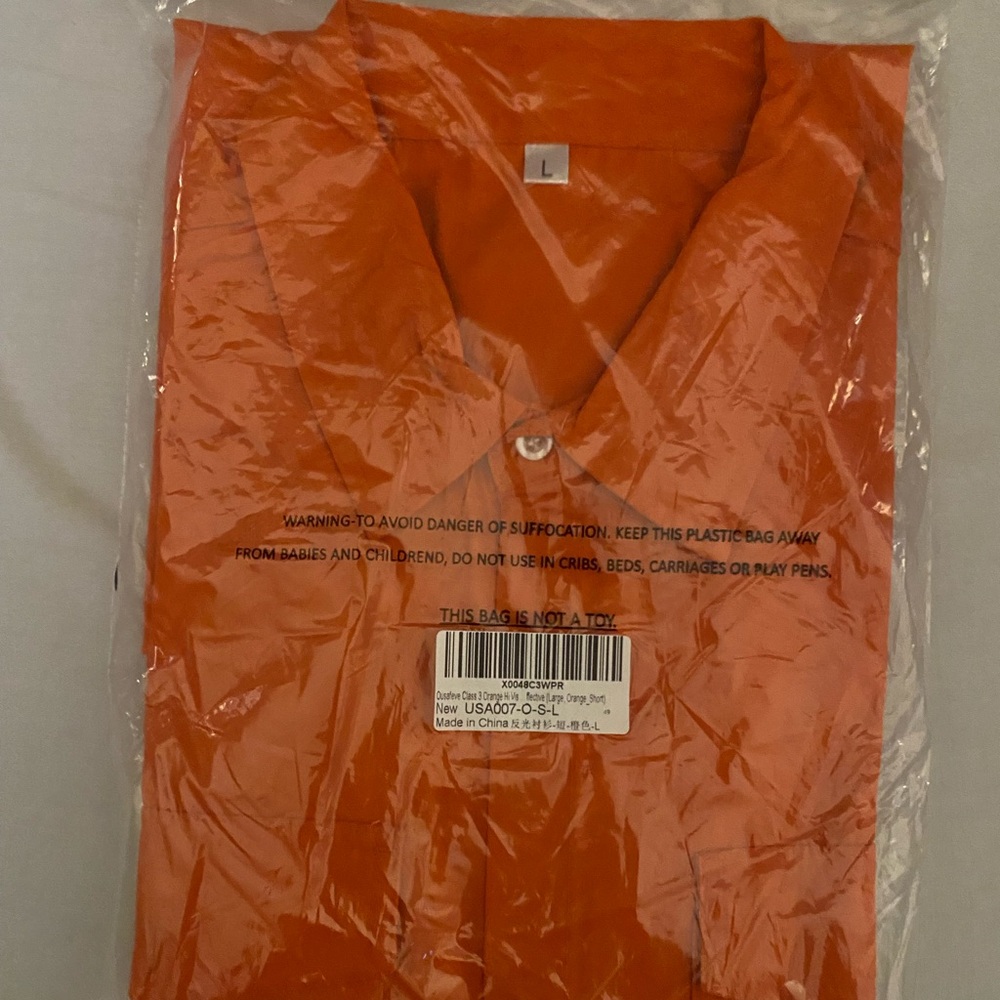 Men's Orange Button-Up safety shirt (short sleeve)